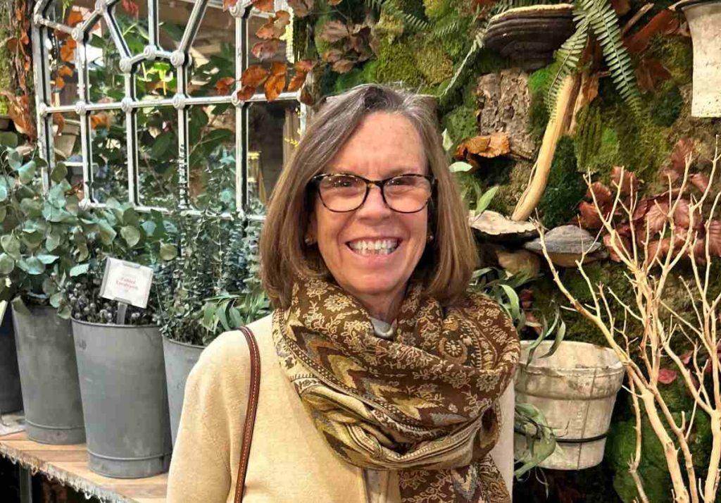 Taffi standing in garden shop